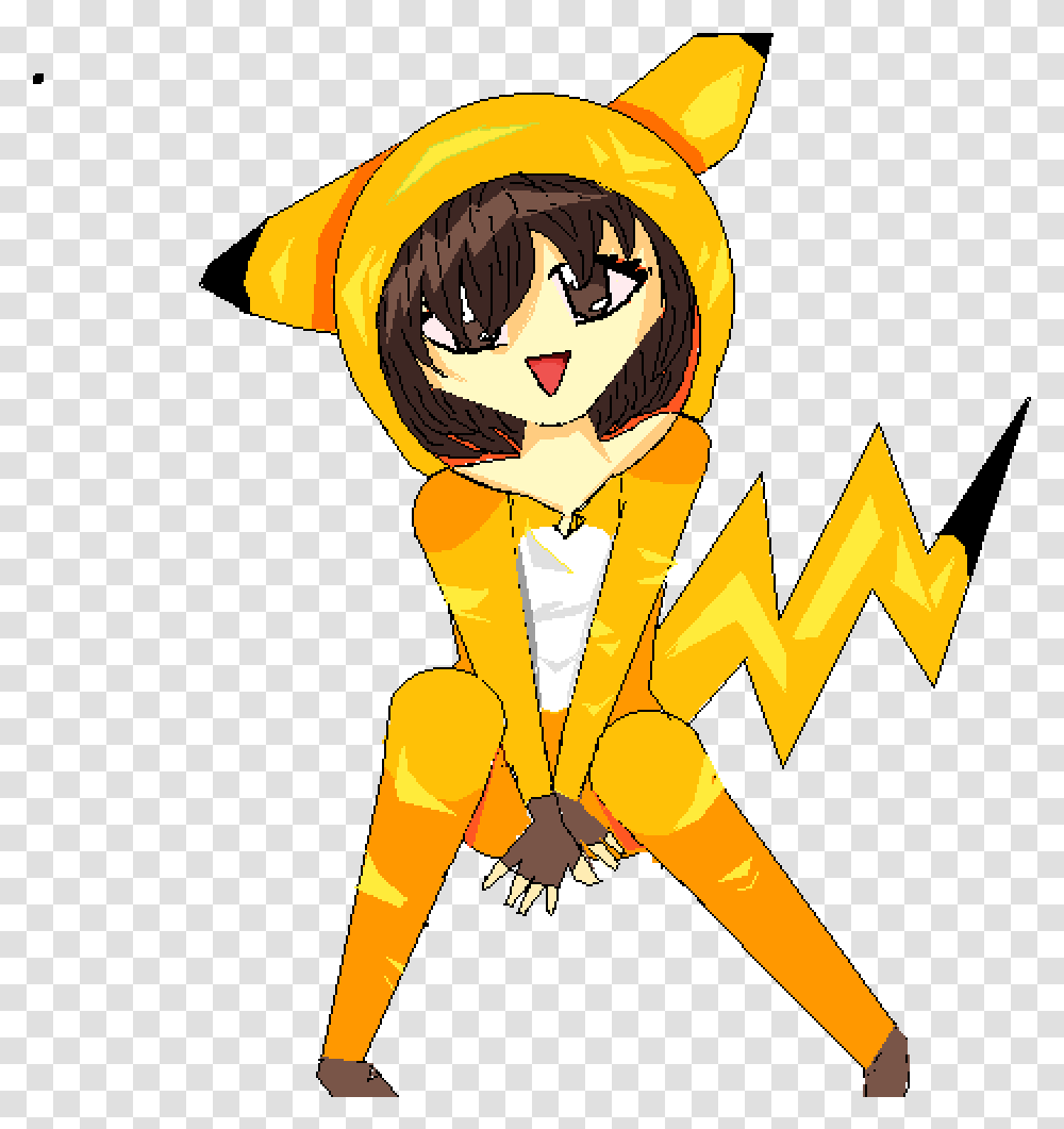 Pixilart Pikachu Anime Girl By Superhound777 Cartoon, Person, Costume, Hand, Graphics Transparent Png