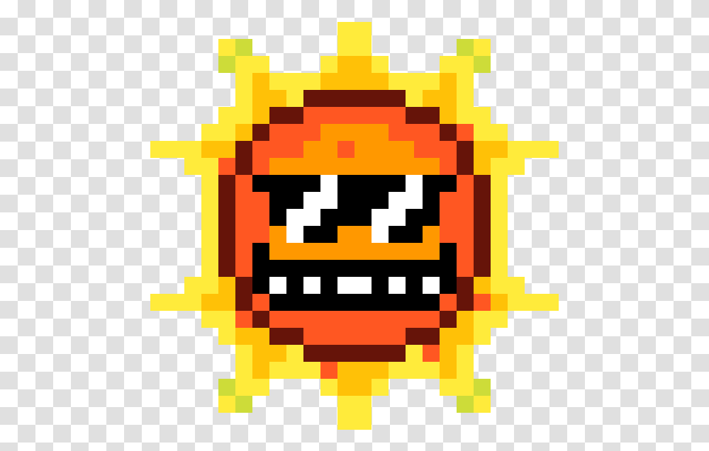 Pixilart Sol Mario Bros World Feliz By Anonymous Angry Sun Mario, Pac Man Transparent Png