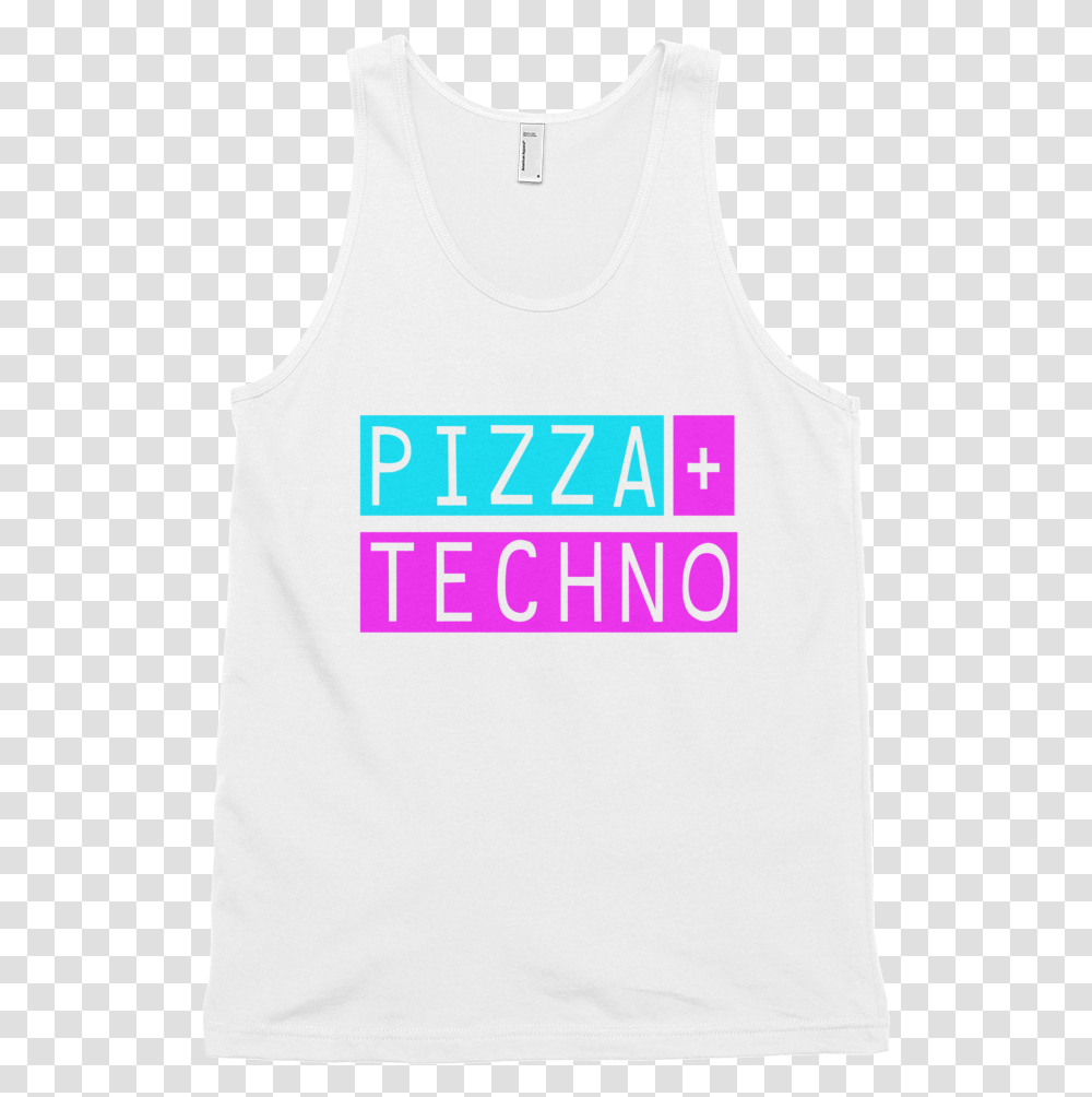Pizza And Techno Tank Mockup Front Flat White Active Tank, Apparel, Tank Top Transparent Png