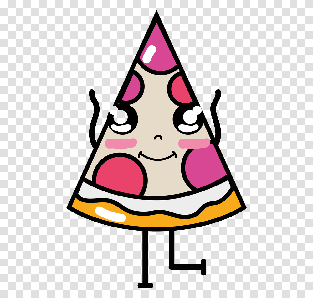 Pizza Bailarina Kawaii Cute Drawings Happy Drawings Food, Apparel, Party Hat, Triangle Transparent Png