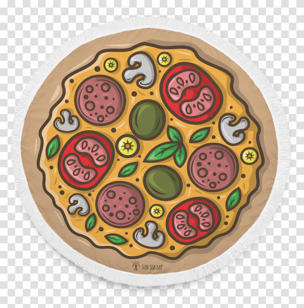 Pizza Beach Blanket Circle, Pattern, Rug, Floral Design, Graphics Transparent Png