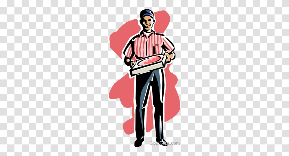 Pizza Delivery Man Royalty Free Vector Clip Art Illustration, Person, Waiter, Advertisement Transparent Png