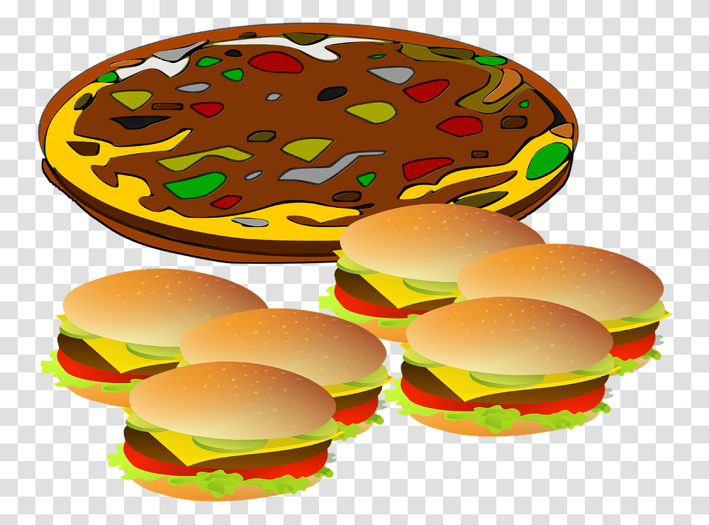 Pizza Hamburger Food Hamburger And Pizza Clipart, Bread, Bun, Meal Transparent Png