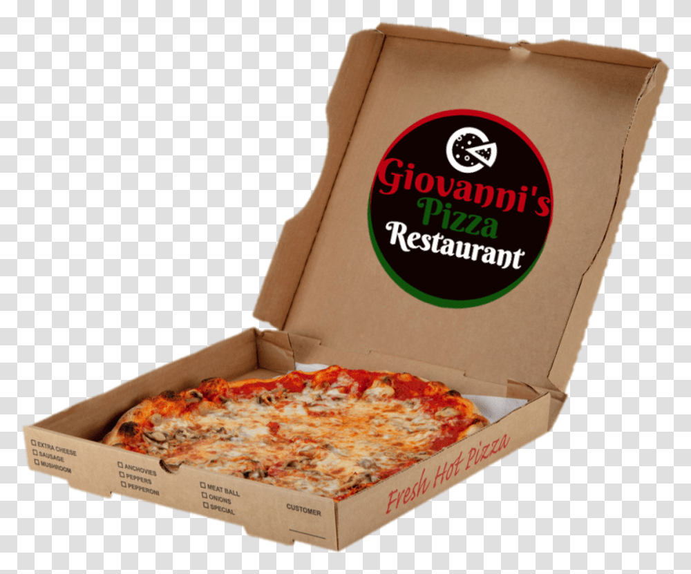 Pizza In Box, Food, Carton, Cardboard Transparent Png