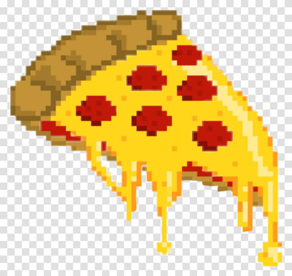 Pizza Love Pixels Tumblr Aesthetic Cheese Peper Pizza Slice Pixel Art, Cross, Symbol, Rug, Animal Transparent Png