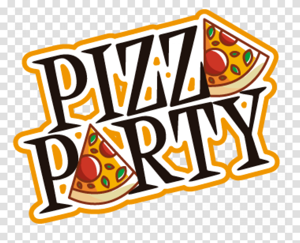 Pizza Party, Food, Label, Pac Man Transparent Png
