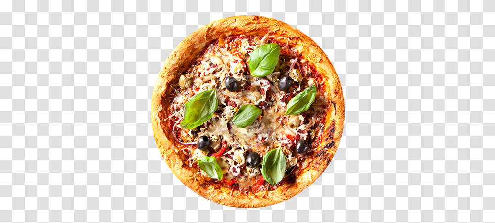 Pizza Top View, Food, Meal, Dish, Plant Transparent Png