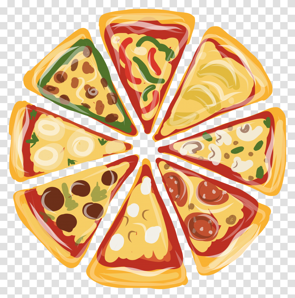 Pizza, Triangle, Food, Ornament, Pattern Transparent Png