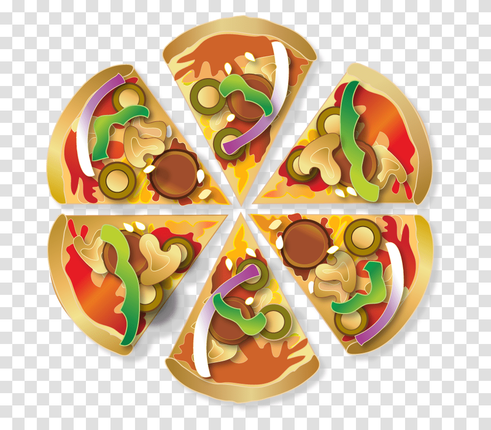 Pizza Vector 6 Slice Pizza 6 Slice Cartoon, Birthday Cake, Dessert, Food, Sweets Transparent Png
