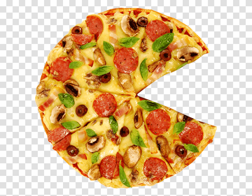 Pizza With A Slice Missing, Food, Dish, Meal, Sliced Transparent Png