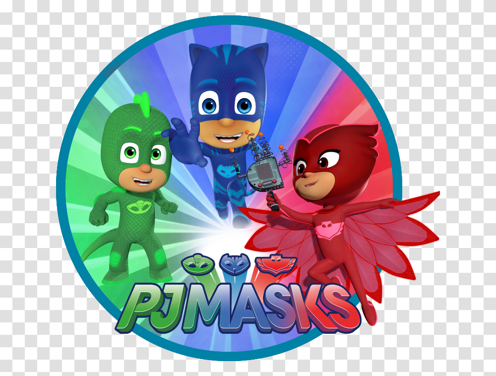 Pj Party Clipart Pj Masks Characters Logo, Disk, Floral Design, Pattern Transparent Png