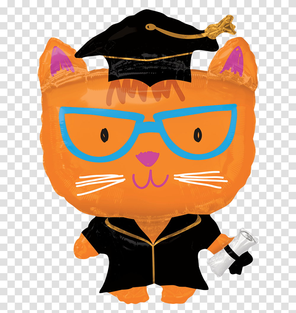 Pkg Grad Cat Shape Clipart Graduation Cat Balloons, Label, Plant, Halloween, Dating Transparent Png
