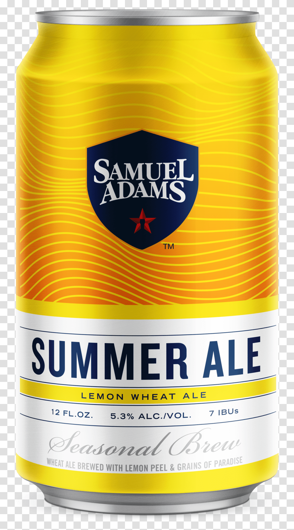 Pkg Sam Summerale 12ozcan Yellow 2017 Sam Adams Beer, Tin, Bottle, Alcohol, Beverage Transparent Png