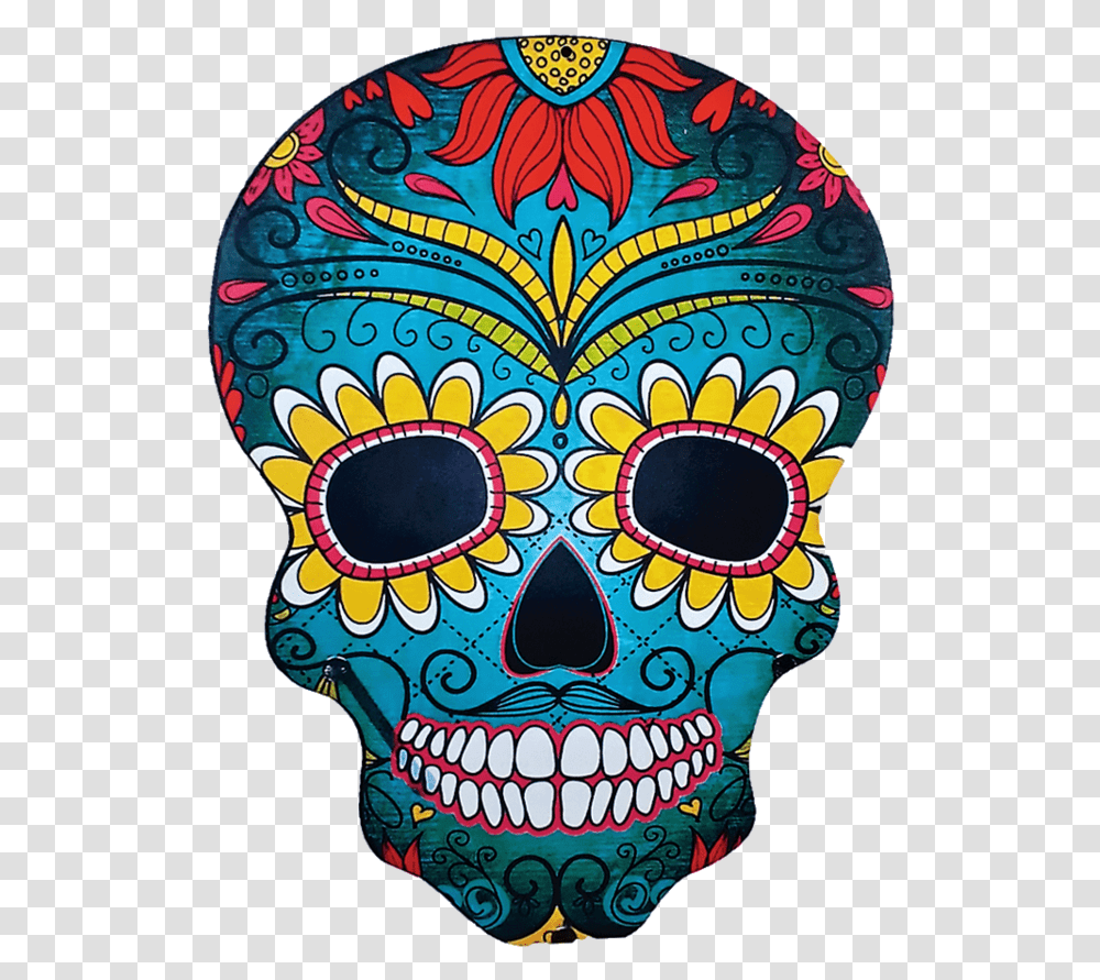 Placa Caveira Mexicana Azul Download Colorful Day Of The Dead Skulls Designs, Mask, Crowd, Parade, Carnival Transparent Png
