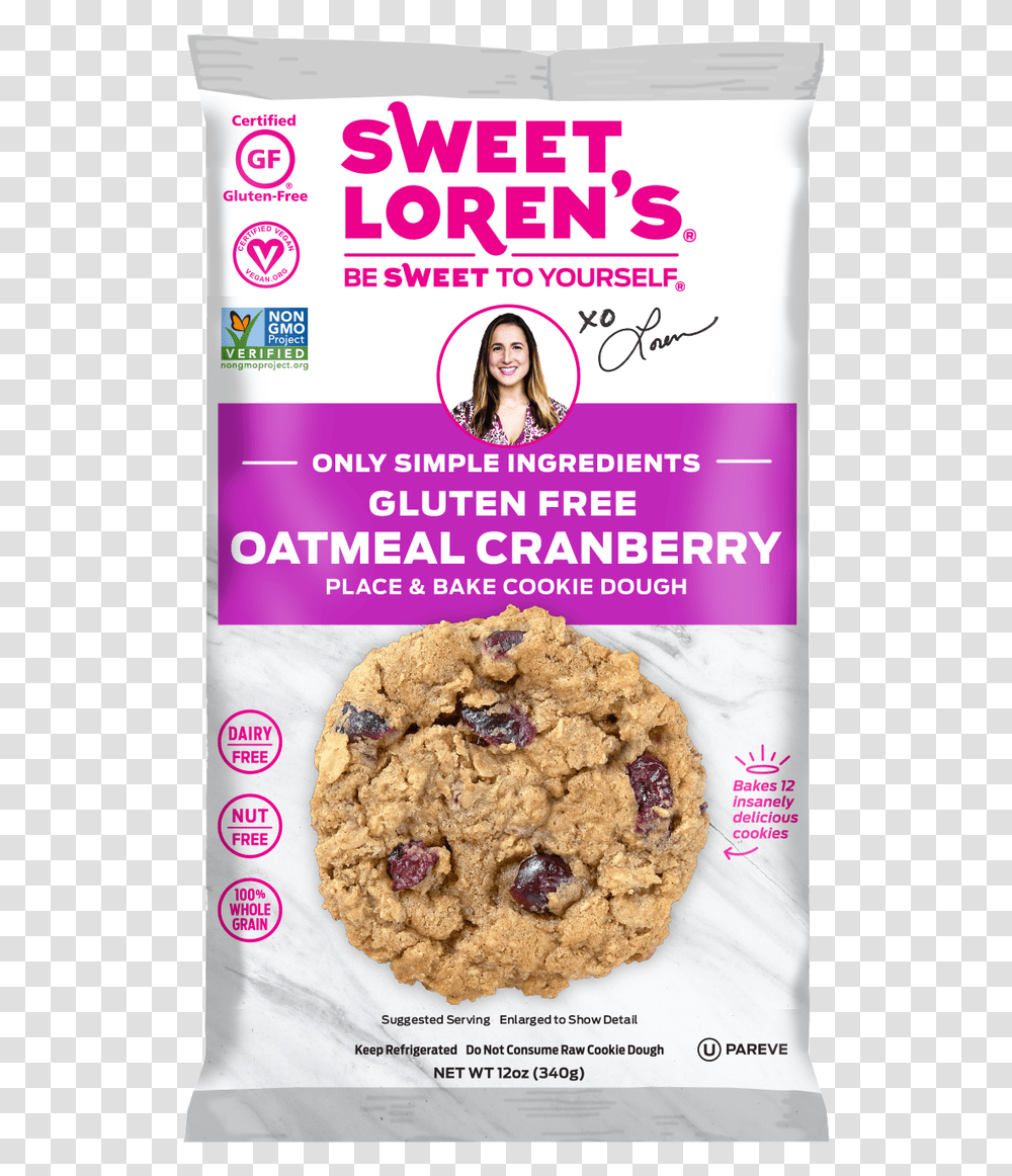 Place Amp Bake Gluten Free Oatmeal Cranberry Sweet Lorens Gluten Free Sugar Cookies, Person, Human, Bread, Food Transparent Png