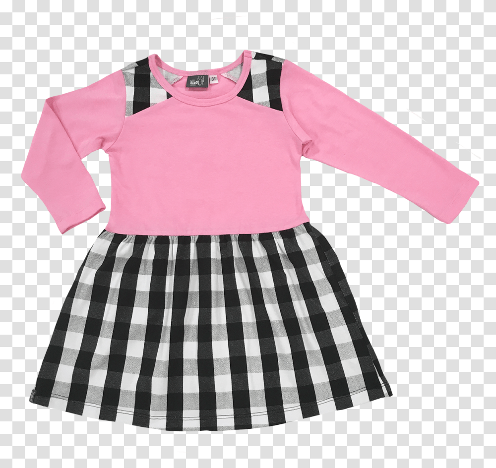 Plaid Fit And Flare Pink, Apparel, Blouse, Sleeve Transparent Png