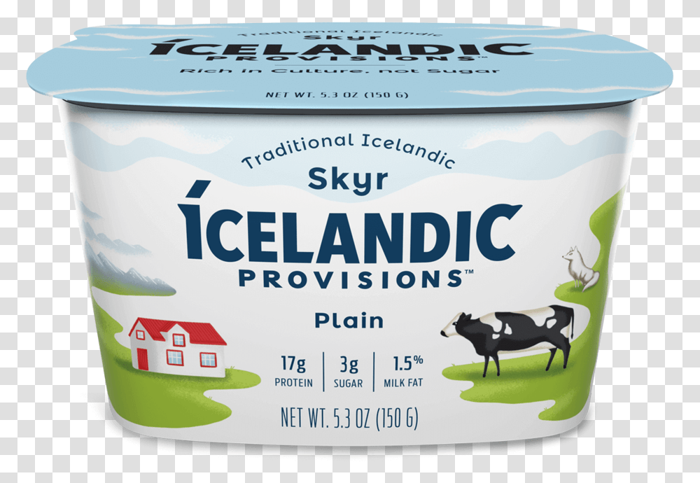 Plain Icelandic Provisions Plain Skyr, Label, Cow, Mammal Transparent Png