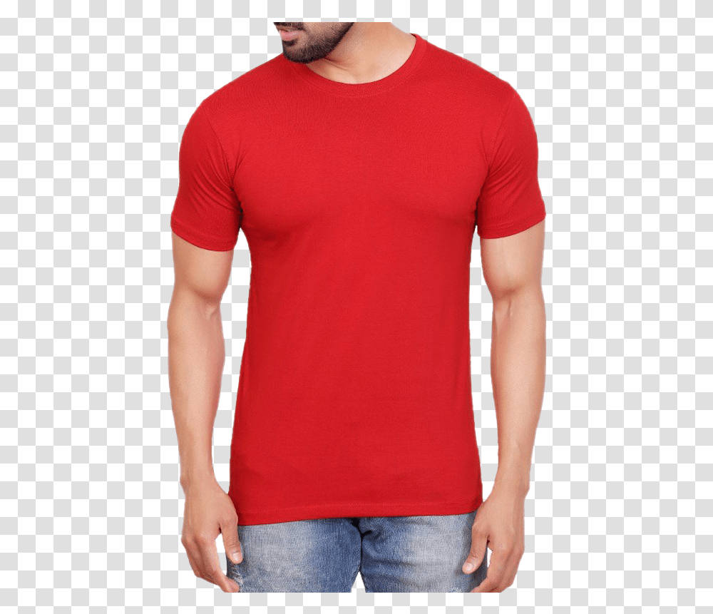 Plain Red T Shirt Image, Sleeve, Person, T-Shirt Transparent Png