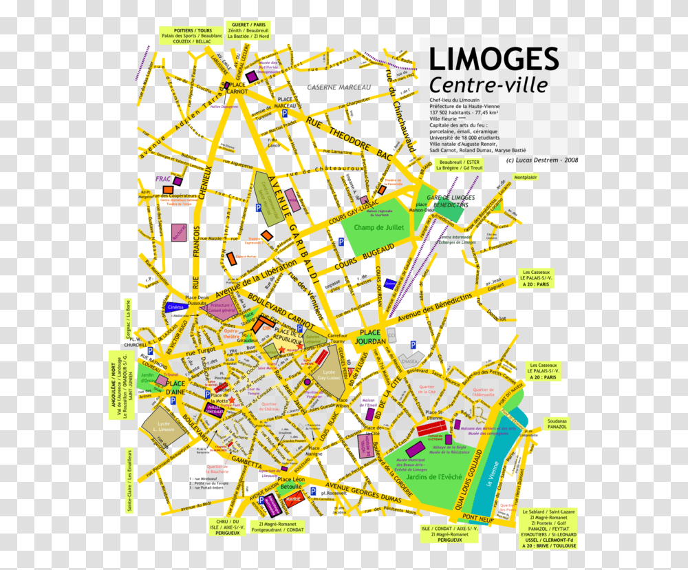 Plan Centre Ville Limoges, Map, Diagram, Plot, Atlas Transparent Png