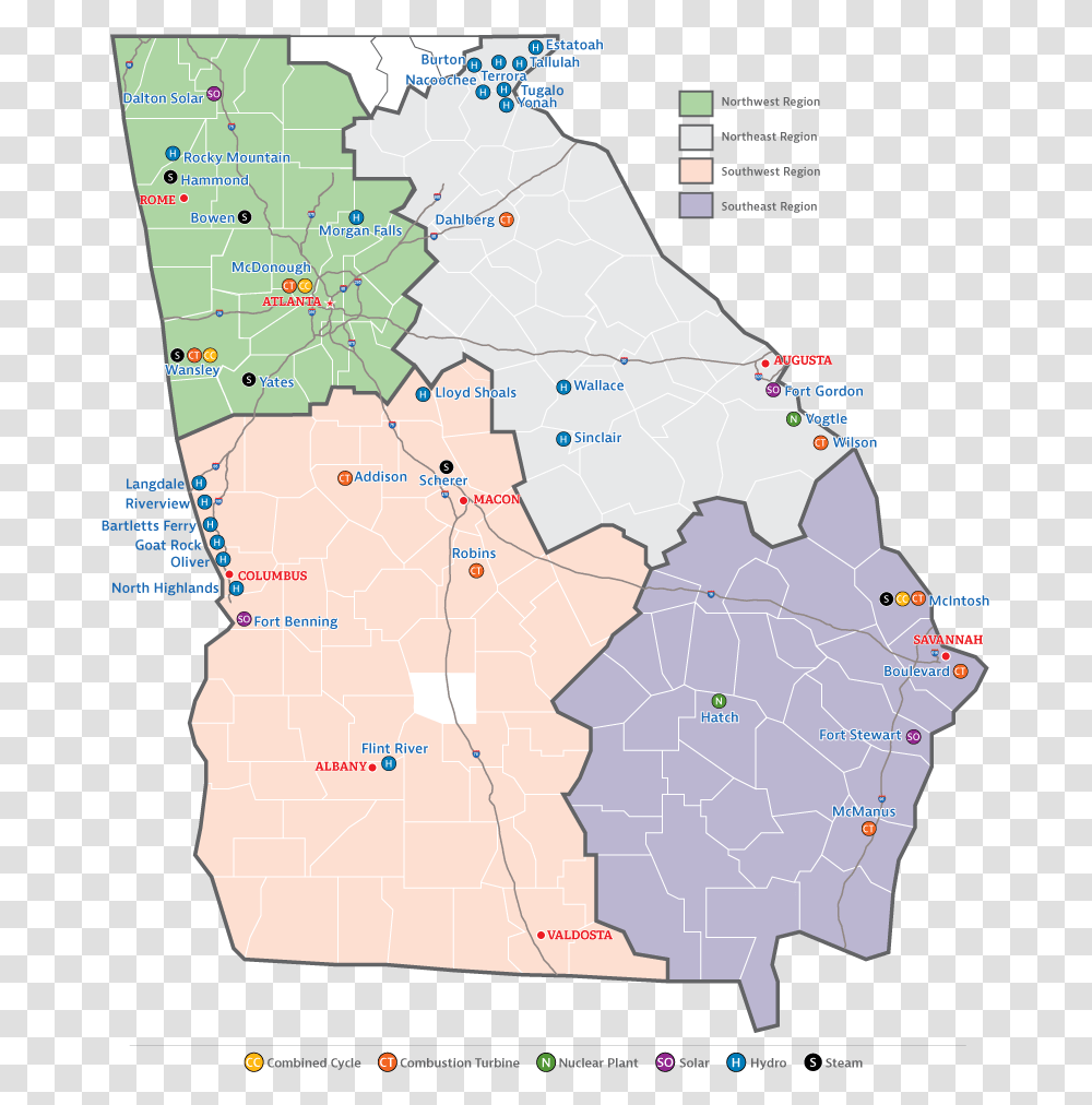 Plan View Plants Map Of Georgia Power Plants, Diagram, Atlas, Plot, Poster Transparent Png