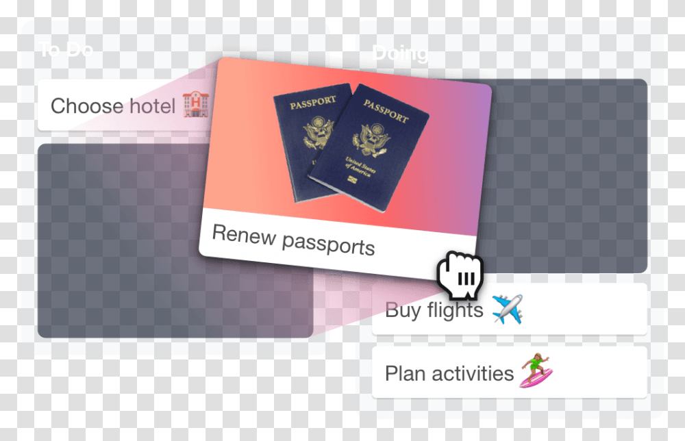Plan Your Trip With Trello Us Passport, Id Cards, Document, Business Card Transparent Png