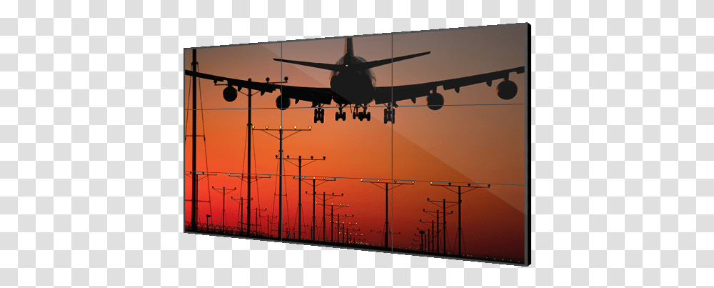 Plane Landing With Sunset Gif, Airplane, Aircraft, Vehicle, Transportation Transparent Png