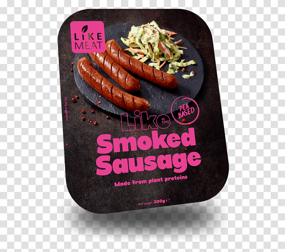 Plant Based Like Smoked Sausage Chilled Likemeat Knackwurst, Advertisement, Poster, Hot Dog, Food Transparent Png