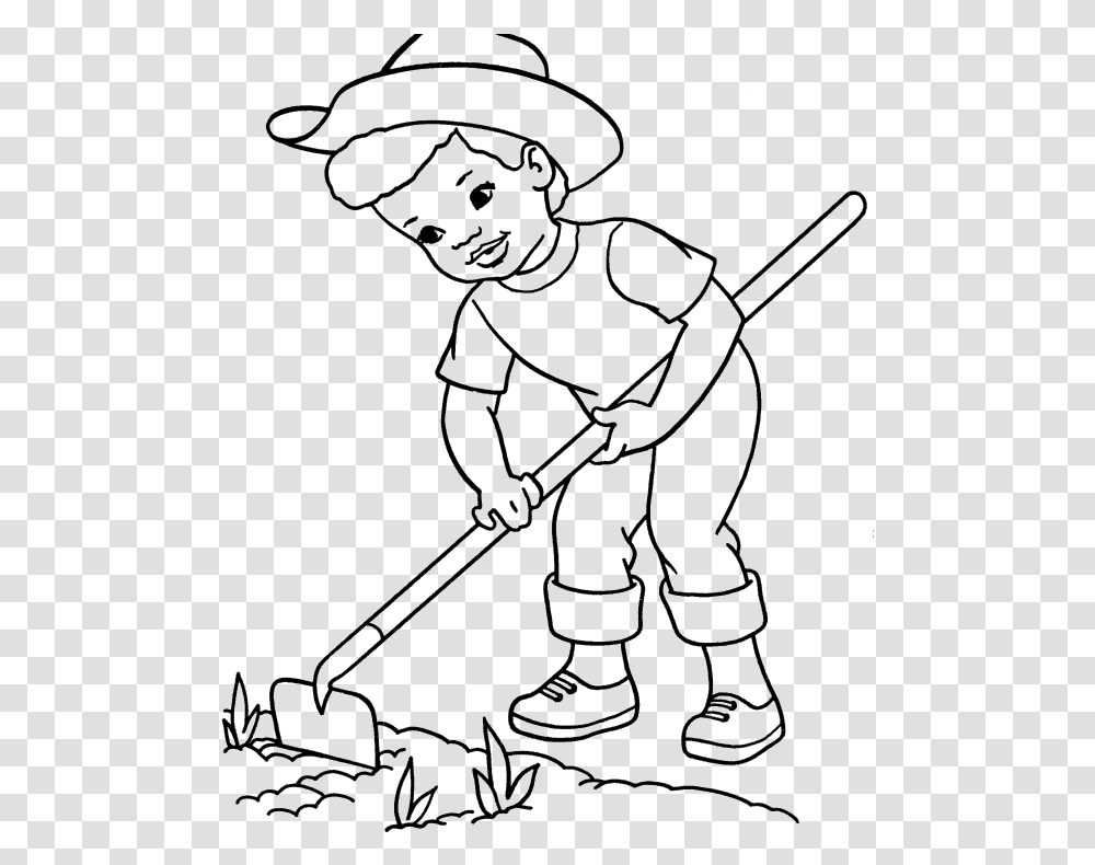 Plant Crops In The Garden Coloring Pages Colouring Pictures Of Farmer, Person, Human, Sport, Sports Transparent Png