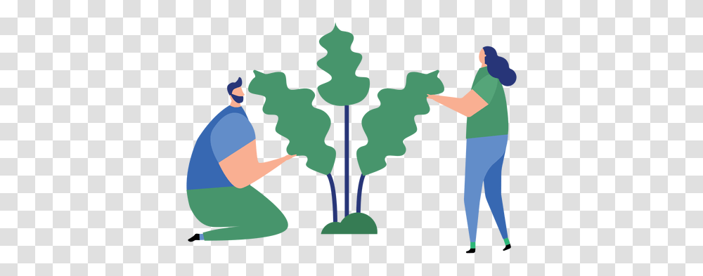 Plant Man Woman Tree Leaf Flat Person Planting A Tree Vector, Human, People, Ornament, Symbol Transparent Png