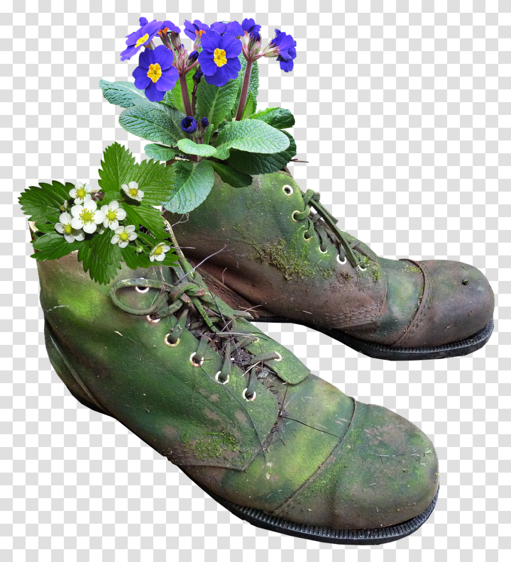 Planter Flowers Old Boots Moss Old Boots, Apparel, Footwear, Shoe Transparent Png