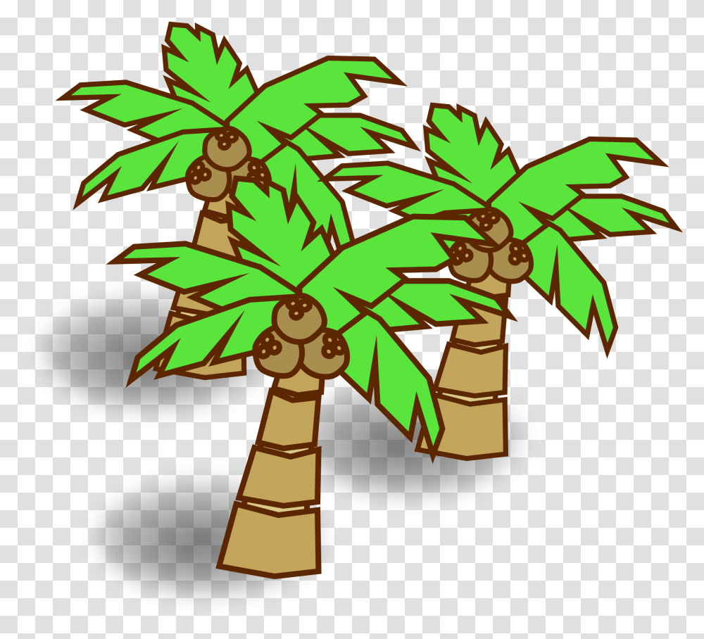 Plantflowerleaf Coconut Tree Cartoon, Cross, Palm Tree Transparent Png