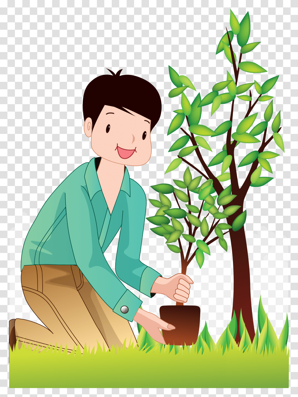 Planting Trees Man Tree Planting Clipart, Person, Human, Outdoors, Garden Transparent Png
