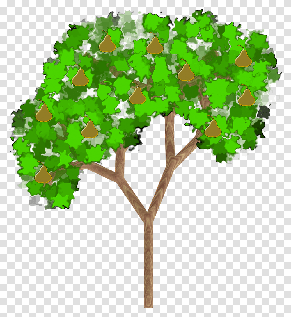 Plantleafshrub Pear Tree With Fruit Clip Art, Green, Vegetation, Cross, Rainforest Transparent Png