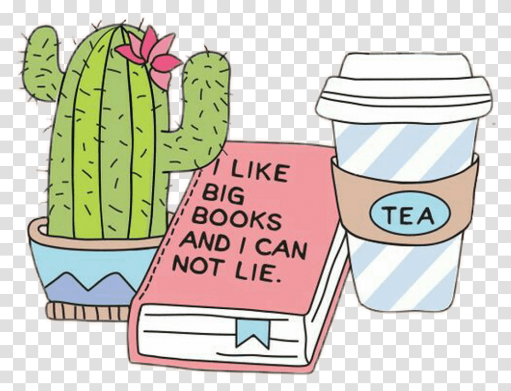 Plants Cactus Tea Book Relax Aesthetic Aesthetictumblr Tumblr Book Transparent Png