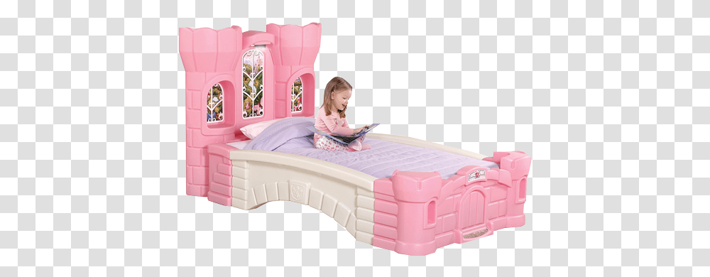 Plastic Princess Castle Bed For Kids With Built In Light Step 2 Princess Castle Bed, Furniture, Person, Human, Mattress Transparent Png