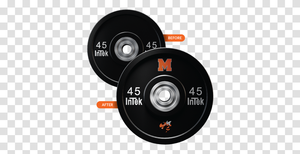 Plate And Dumbbell Logos Circle, Disk, Dvd, Camera, Electronics Transparent Png