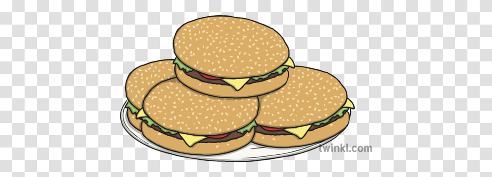 Plate Of Hamburgers Illustration Plate Of Hamburgers, Food, Birthday Cake, Dessert, Sandwich Transparent Png