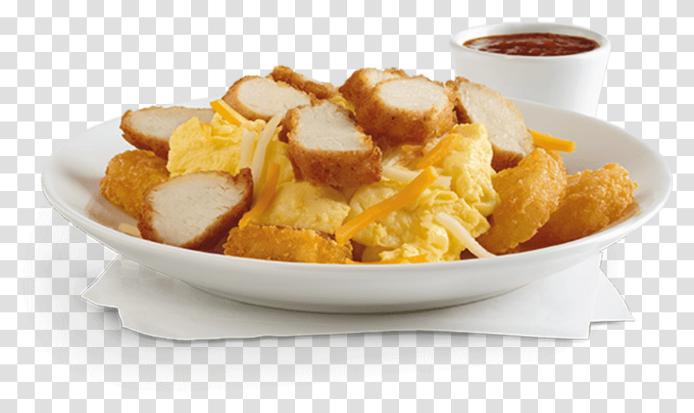 Plate Of Scrambled Eggs Chick Fil A Hash Brown Scramble Bowl, Dish, Meal, Food, Bread Transparent Png