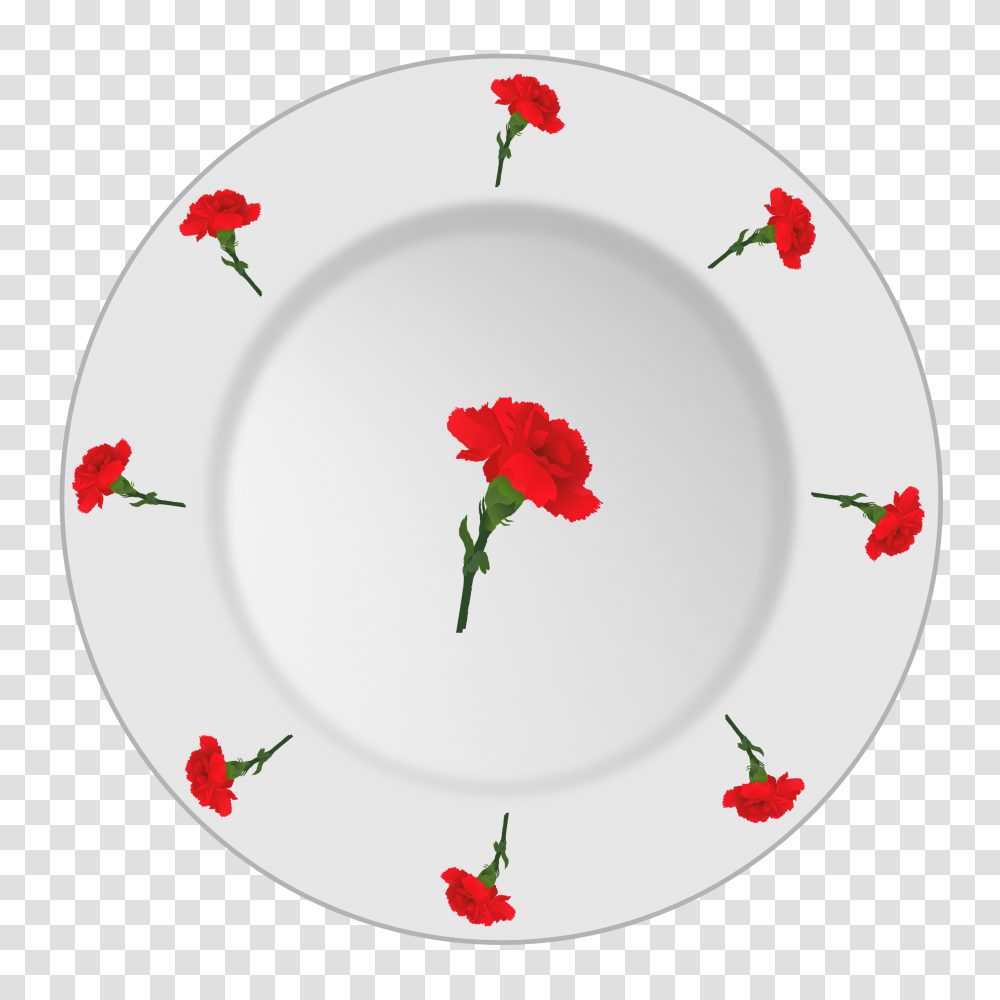 Plate With Carnation Pattern Icons, Plant, Flower, Blossom, Birthday Cake Transparent Png