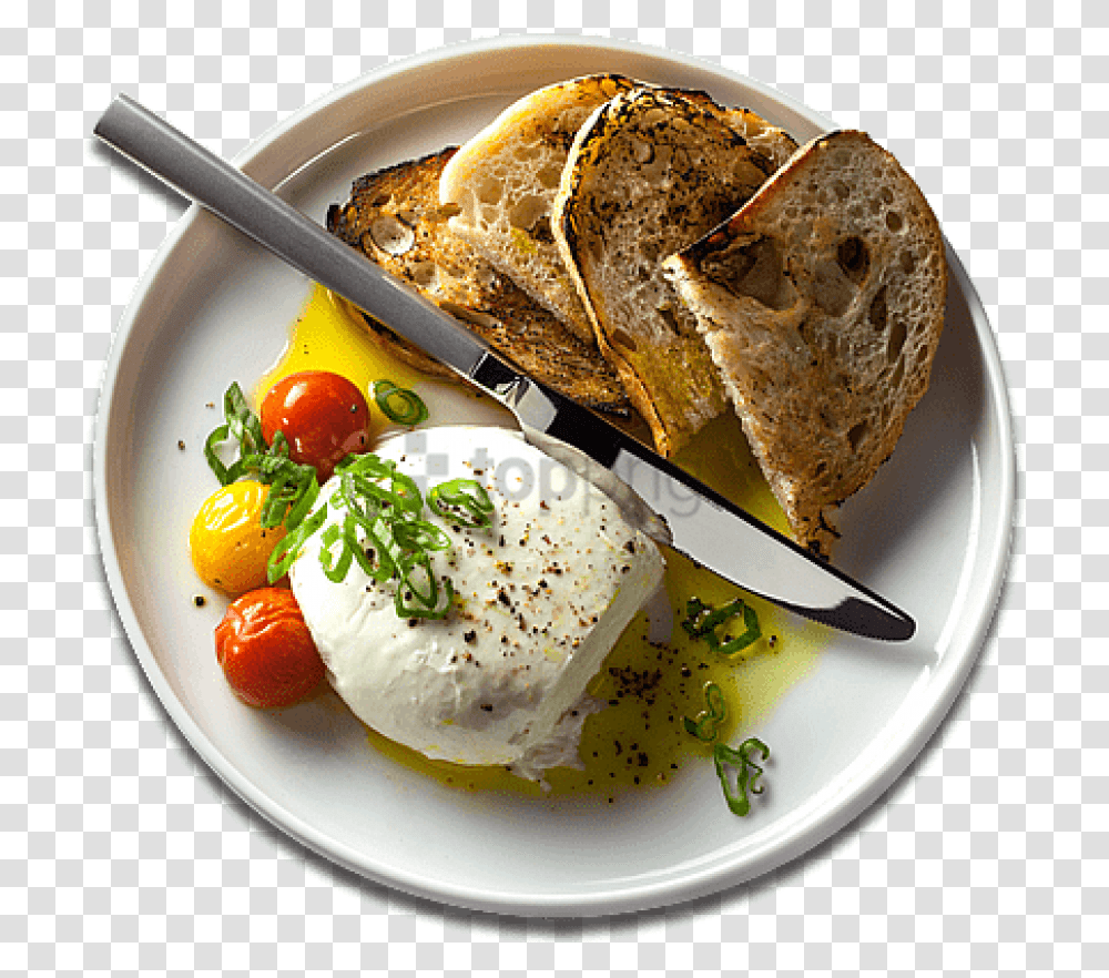 Plate With Food Top View Food, Meal, Dish, Bread, Plant Transparent Png