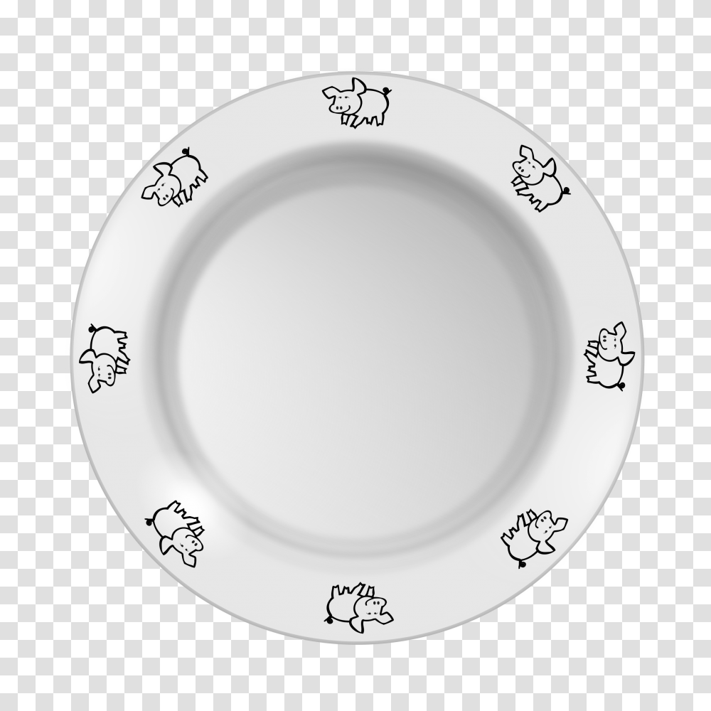 Plate With Pig Pattern Icons, Porcelain, Pottery, Dish Transparent Png