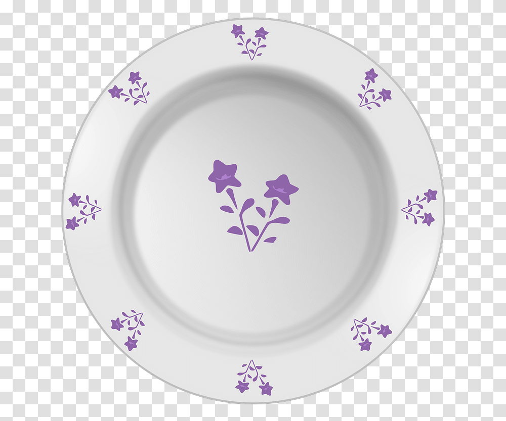 Plate With Purple Flower Pattern Clipart Free Download Plate Clipart Public Domain, Porcelain, Pottery, Dish, Meal Transparent Png