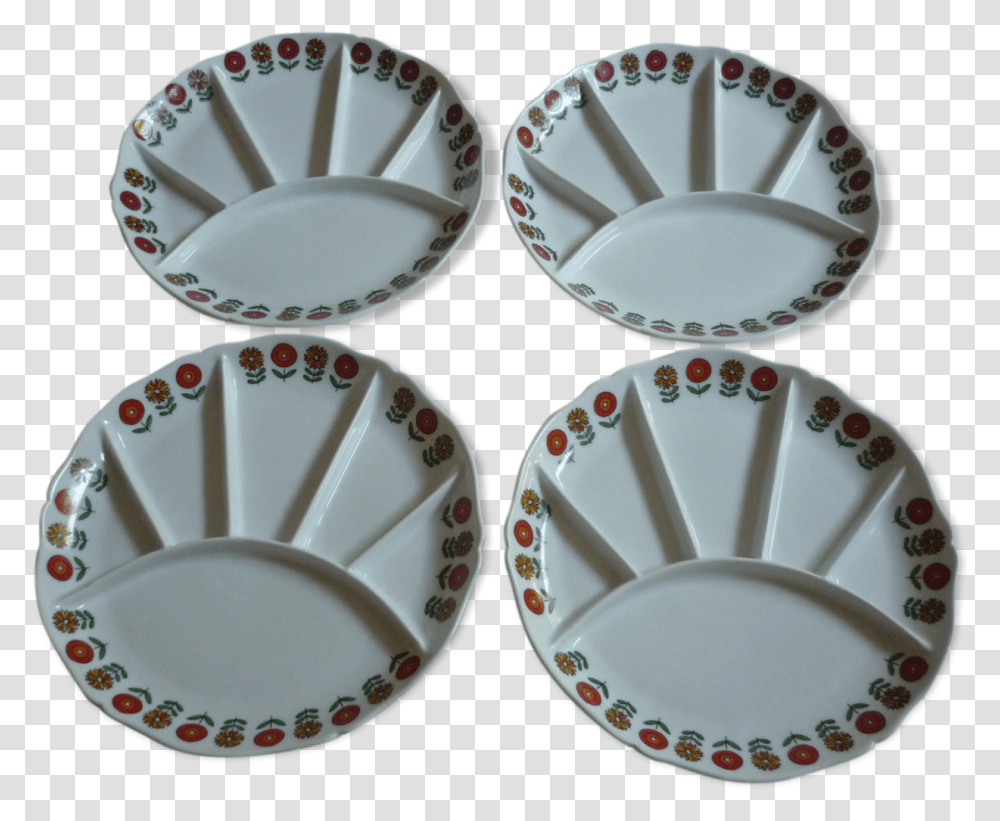 Plates With Compartments Flowers Vintage Porcelain, Dish, Meal, Food, Platter Transparent Png