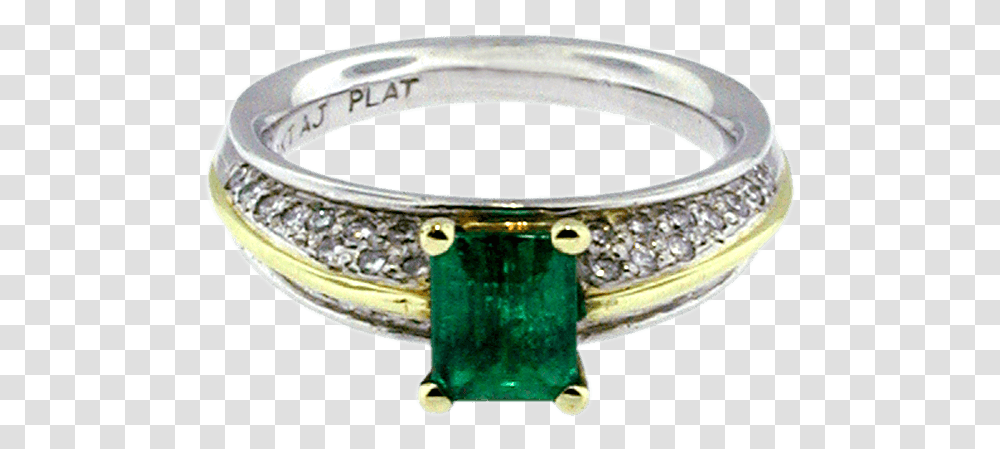 Platinum And 18k Gold Contemporary Emerald Ring Engagement Ring, Jewelry, Accessories, Accessory, Gemstone Transparent Png