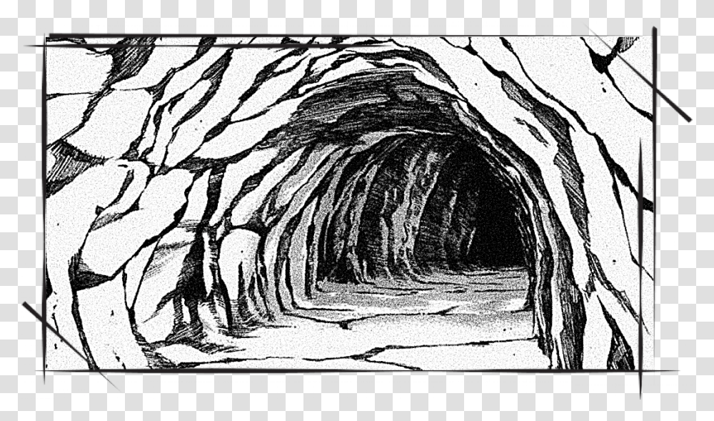 Platos Forms Cave Entrance Cave Sketch, Drawing, Tiger, Wildlife Transparent Png