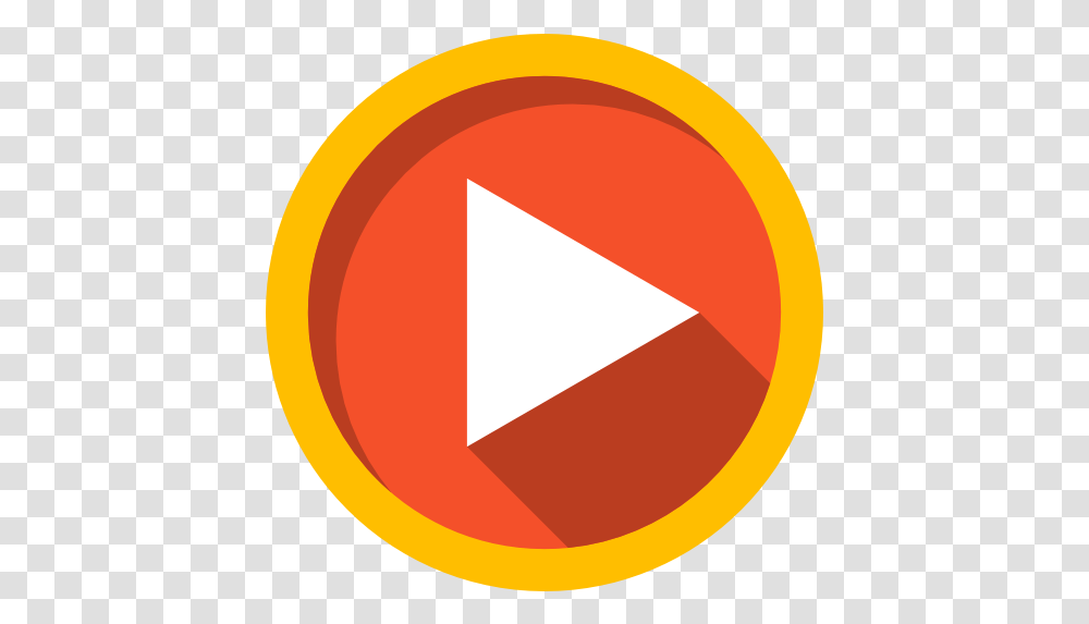 Play Button Free Arrows Icons Orange Video Play Icon, Tape, Triangle, Symbol, Sign Transparent Png