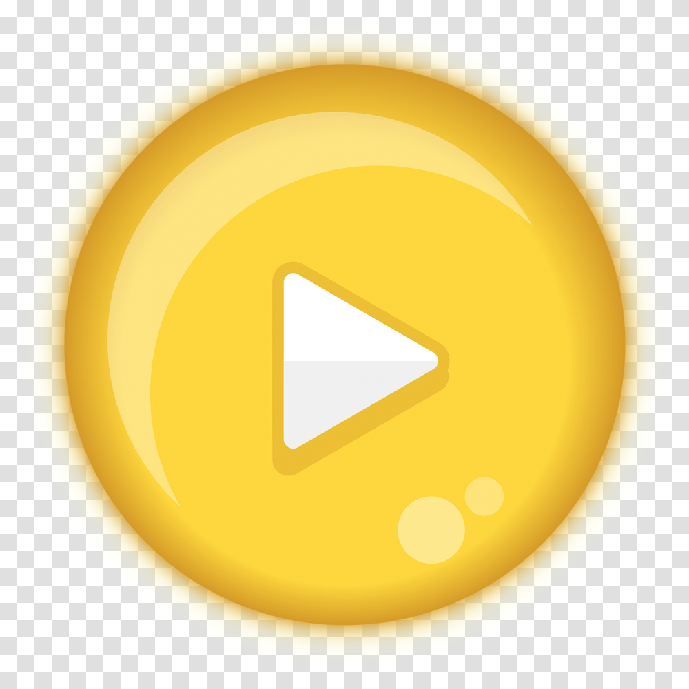 Play Button Yellow Audio Media Player Icon Circle, Logo, Trademark, Food Transparent Png