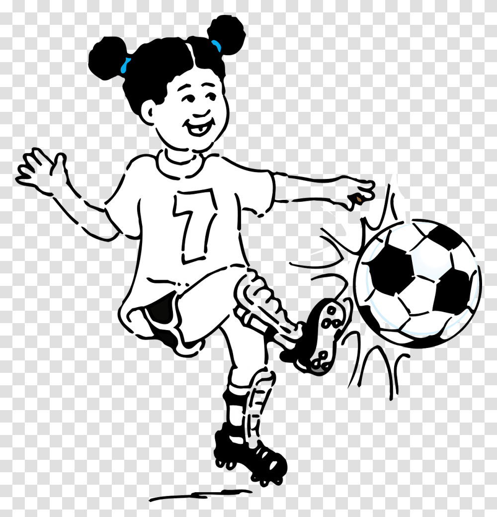 Play Soccer Clipart Black And White, Stencil, Person, Human, Face Transparent Png
