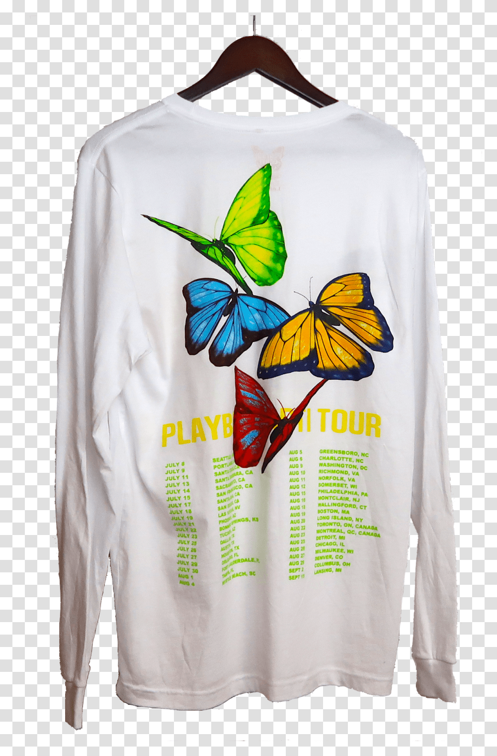 Playboi Carti Butterfly Long Sleeve Playboi Carti Long Sleeve Shirt, Apparel, Sweatshirt, Sweater Transparent Png