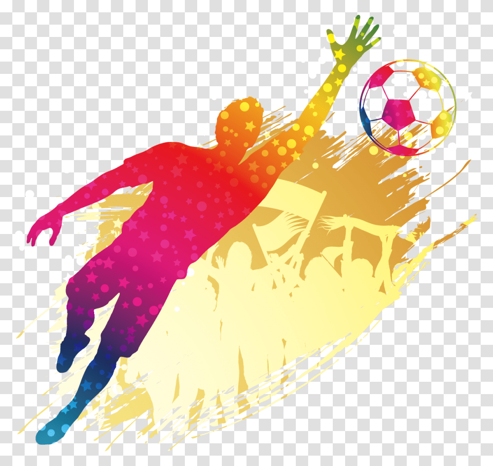 Player Football Silhouette Goalkeeper Poster Free Clipart Background Sport, Person, Floral Design, Drawing Transparent Png
